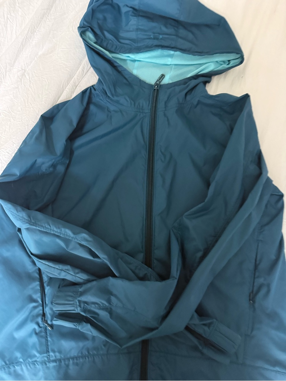 Teal Hooded Windbreaker Jacket - Lightweight kids Coat size xs